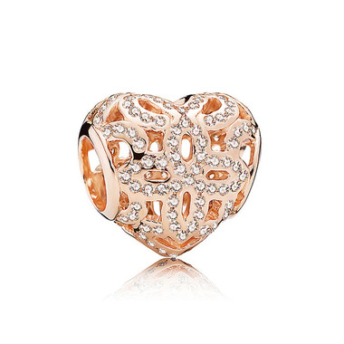 Love Rose Gold Crystal Paved Charm